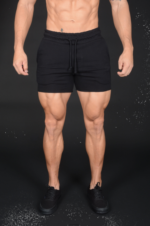 Hommes tout noir 102 short de musculation en French Terry YoungLA vêtements A004FL646