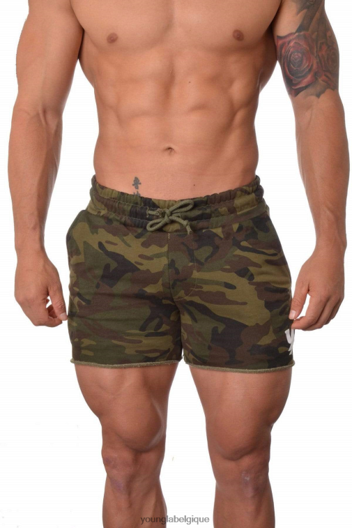 Hommes vert camouflage 102 short de musculation en French Terry YoungLA vêtements A004FL647