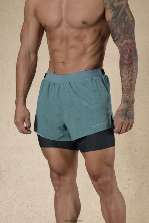 Hommes vert sauge 124 - 6h du matin short de compression YoungLA vêtements A004FL580