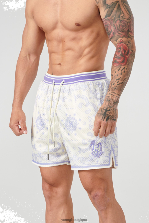 Hommes violet doux 132 célèbres shorts bandana YoungLA vêtements A004FL490