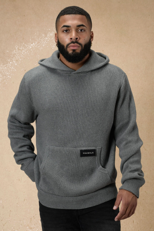 Hommes gris chiné 547 sweats à capuche tricotés Mojave YoungLA vêtements A004FL763