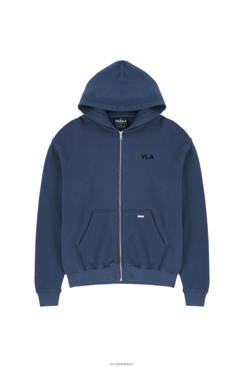 Hommes lavage bleu marine sweat à capuche zippé 515 monarch YoungLA vêtements A004FL792