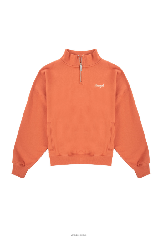 Hommes orange rouille Zip quart de taille surdimensionné de 558 g YoungLA vêtements A004FL837